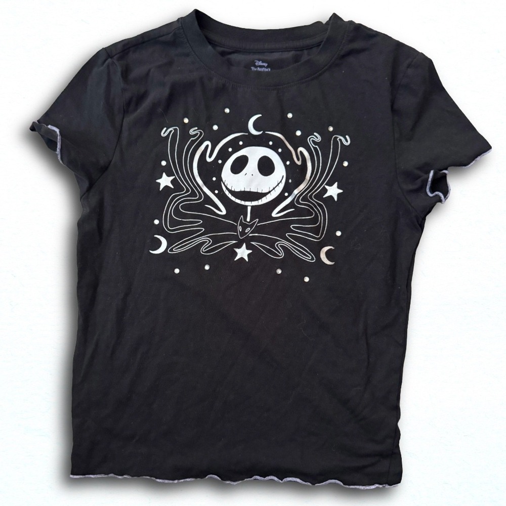 Disney Nightmare Before Christmas Jack Skellington Lettuce Edge Tee Black Large